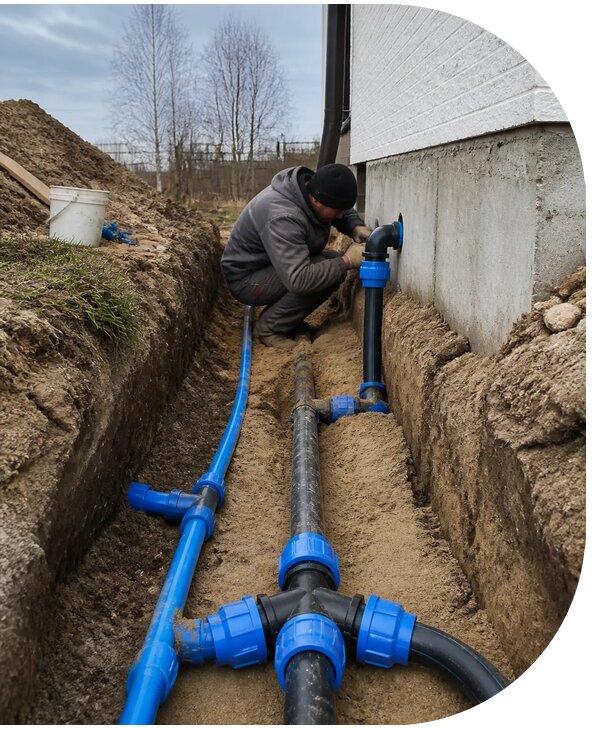 Монтаж наружного водопровода на участке под ключ в Старой Руссе